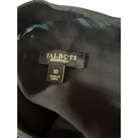 Talbots sheer black blouse w camisole 10 sequin trim long sleeve 100% polyester - Picture 6 of 6